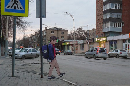 В г. Шахты установили макет «школьника» перед пешеходным переходом