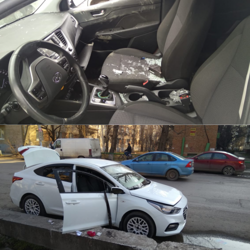 В минувшие дни вандалы мало того, что ограбили автомобиль, так еще и поиздевались над ним
